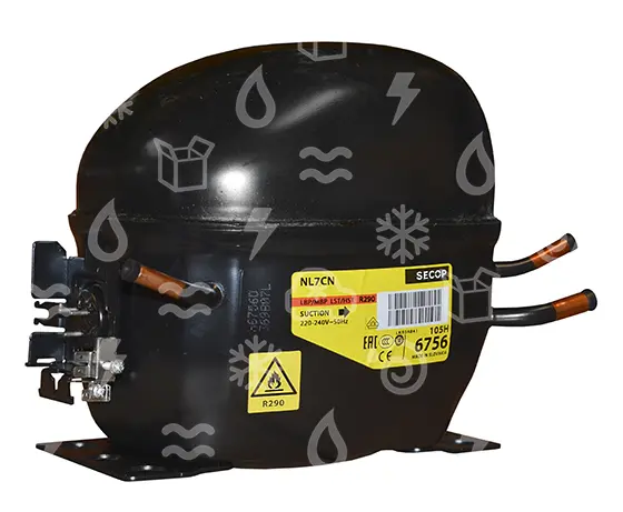 kompresor SECOP / DANFOSS NL7CN, LBP - R290, CSIR, 230 V, 50 Hz, 105H6756